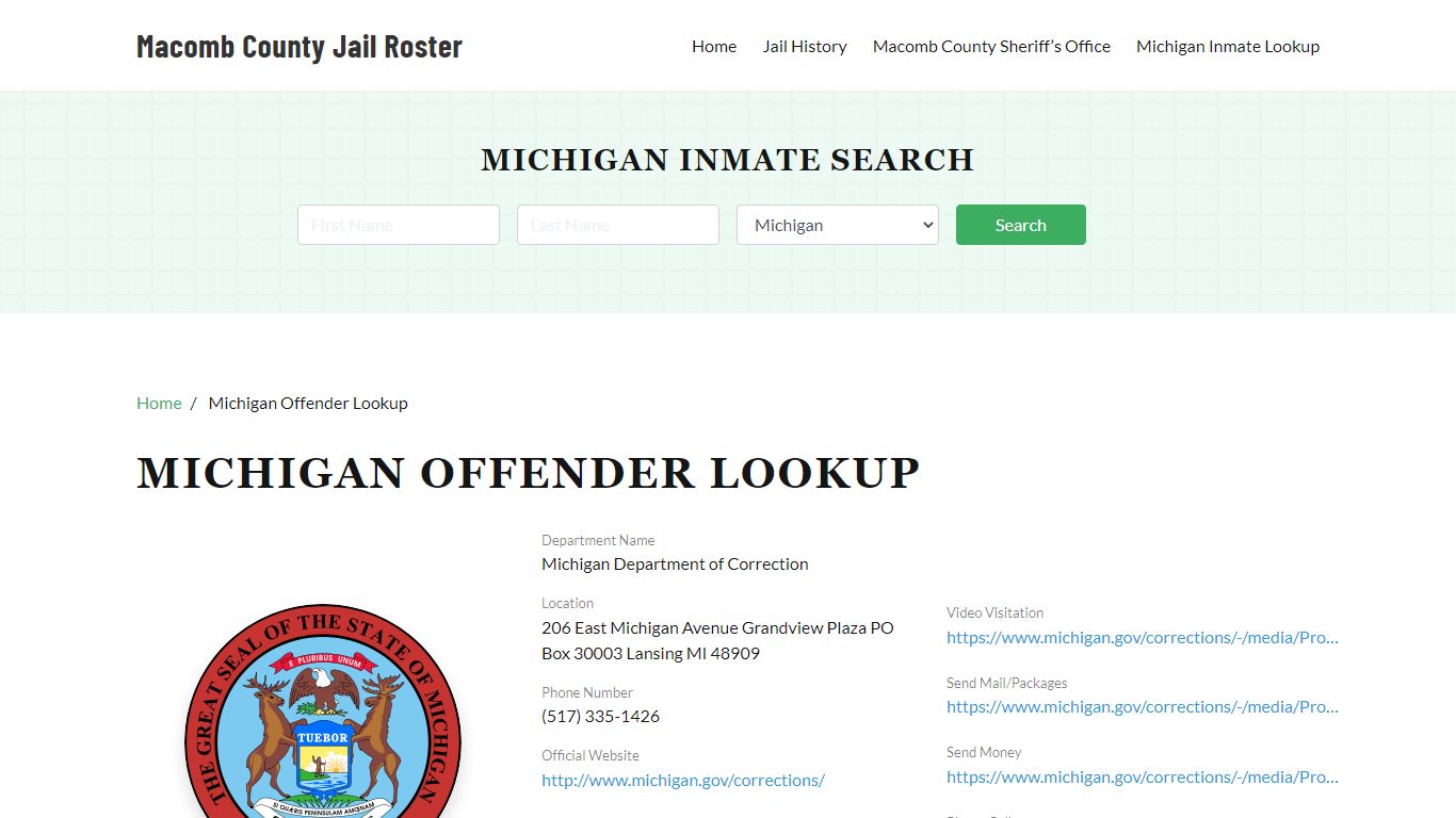 Michigan Inmate Search, Jail Rosters - Macomb County Jail